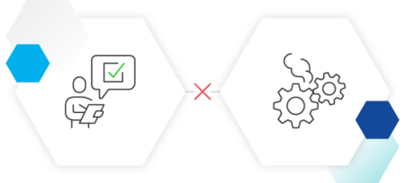 person with a checklist icon and gears icon