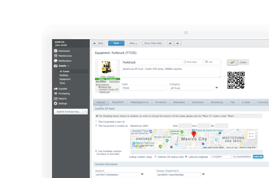 Track your assets screen