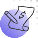 graphic of a paper and pencil with dollar sign