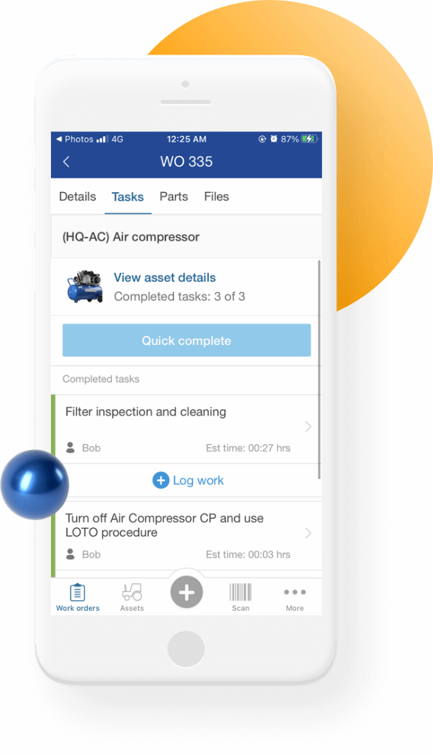 Work Order screen