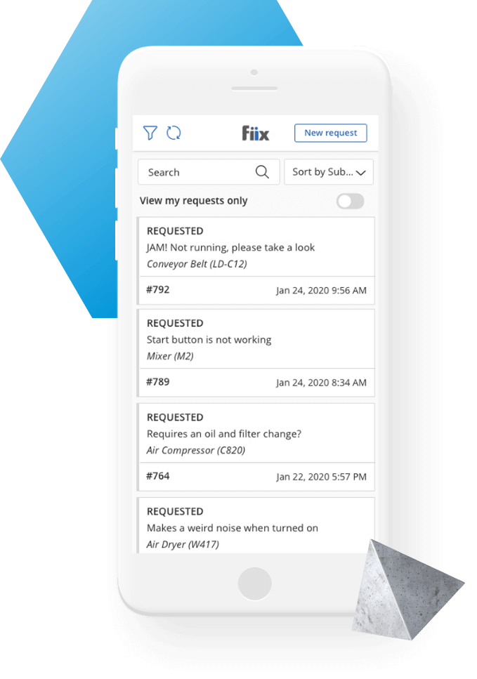 View requests screen on mobile device