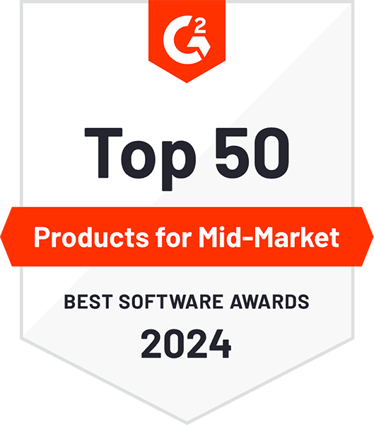 G2 Top 50 Products for mid-market best software awards 2024