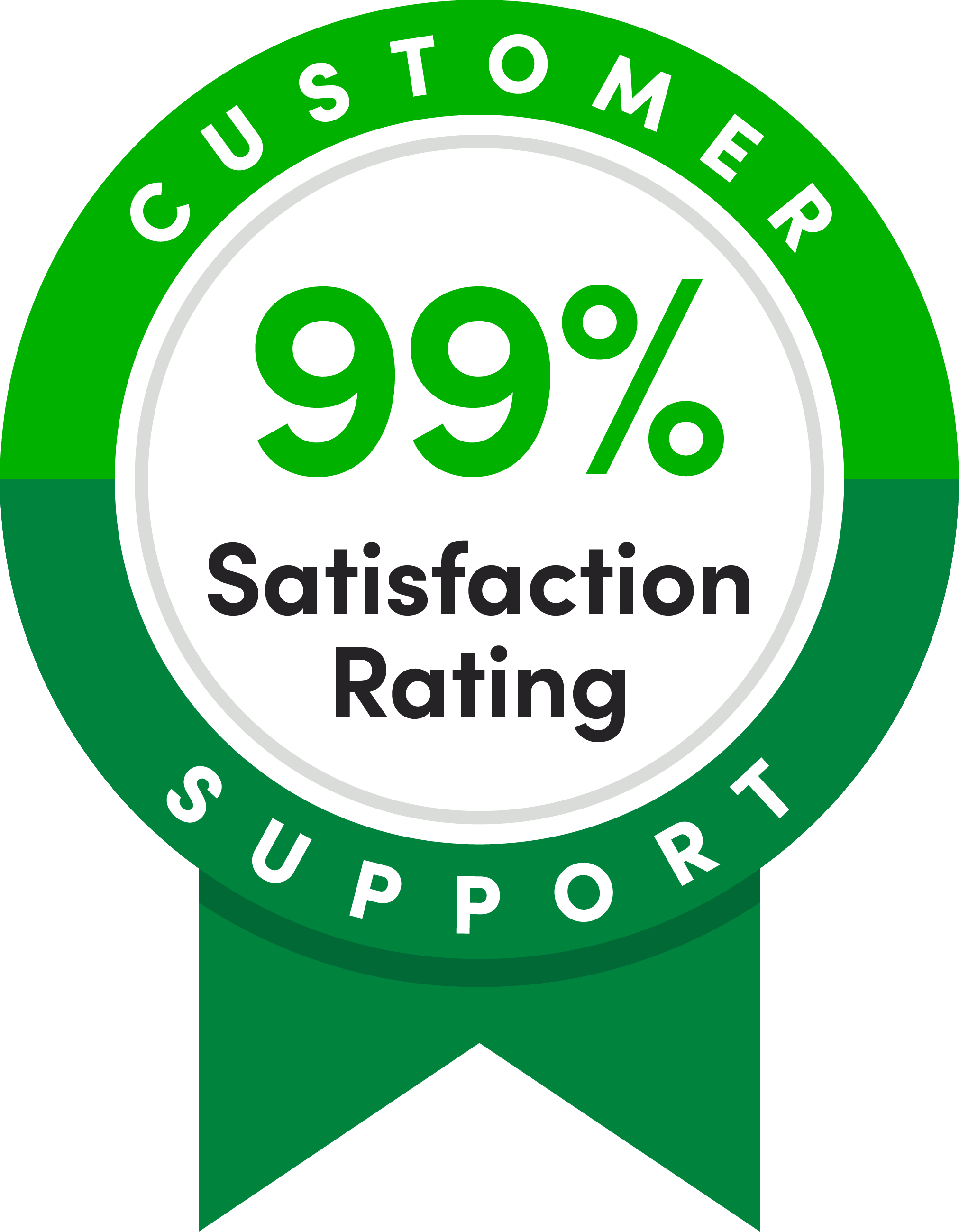 99% support rating badge