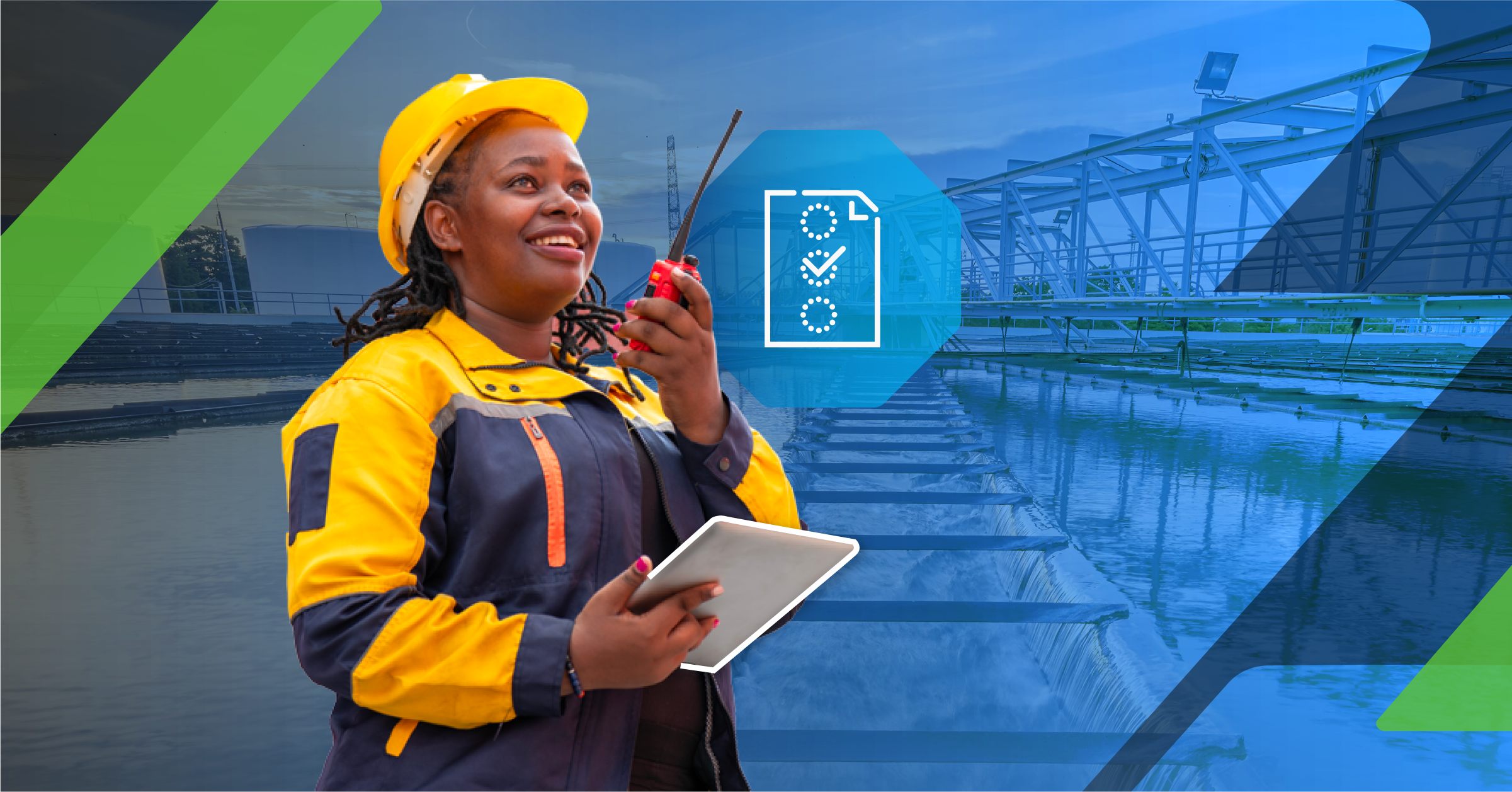 Wastewater manager on a walkie-talkie