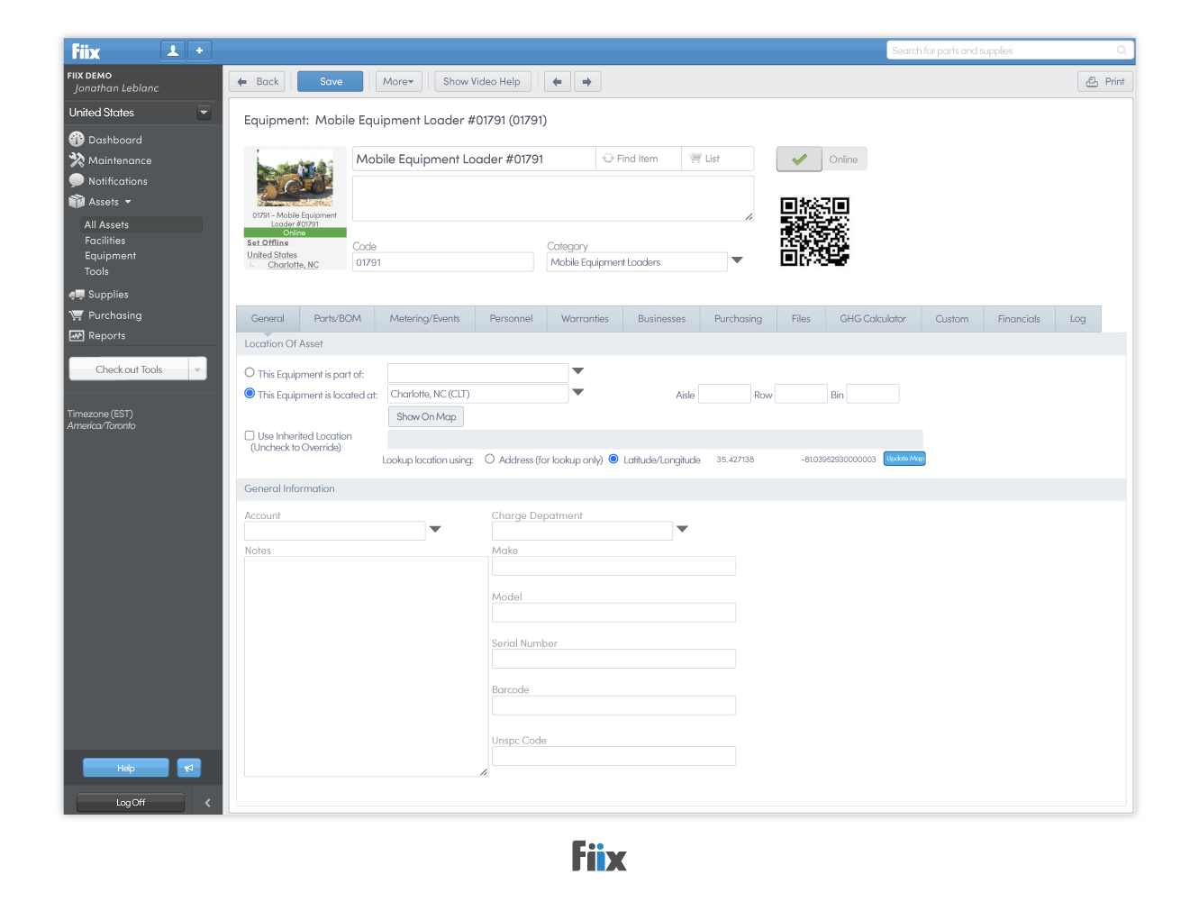Fiix CMMS dashboard